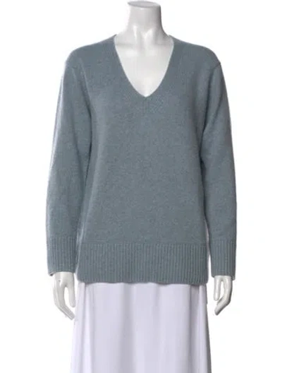Pre-owned Vince Cashmere V-neck Sweater In Blue