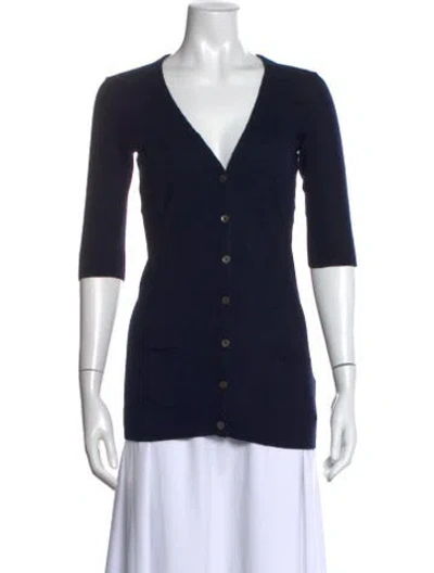 Pre-owned Vince Cashmere V-neck Sweater In Blue