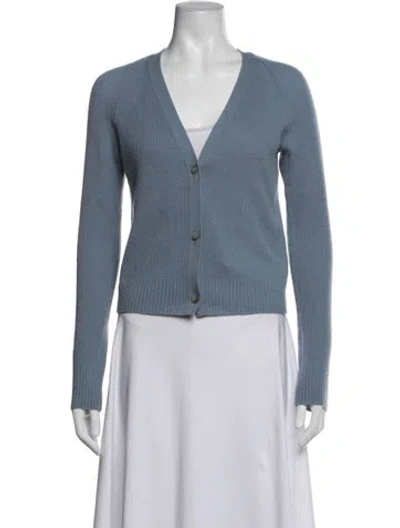 Pre-owned Vince Cashmere V-neck Sweater In Blue