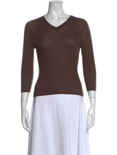 Pre-owned Vince Cashmere V-neck Sweater In Brown