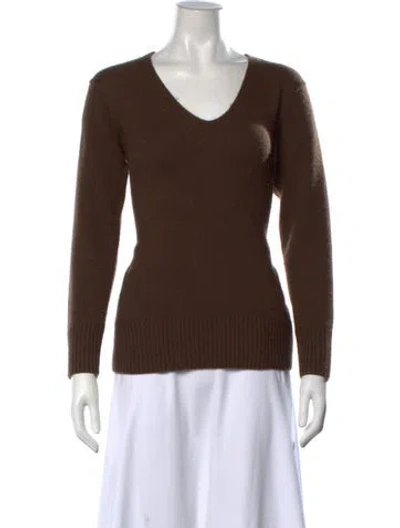 Pre-owned Vince Cashmere V-neck Sweater In Brown