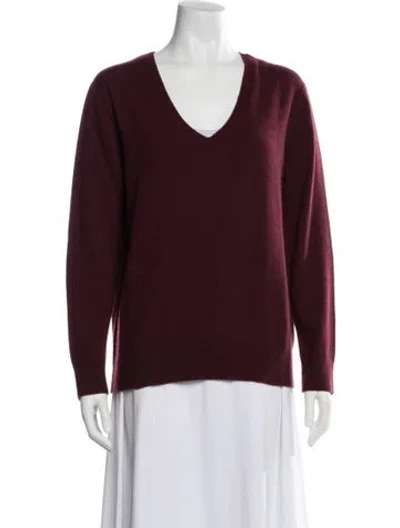 Pre-owned Vince Cashmere V-neck Sweater In Burgundy