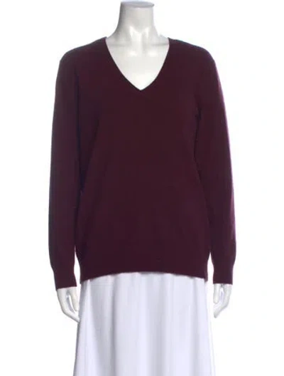 Pre-owned Vince Cashmere V-neck Sweater In Burgundy