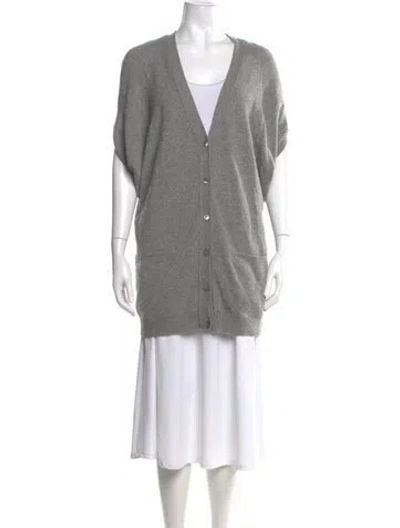 Pre-owned Vince Cashmere V-neck Sweater In Gray