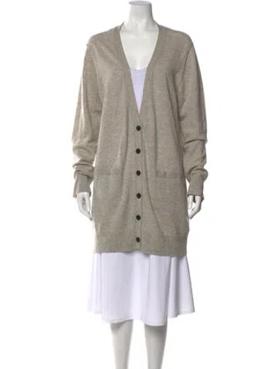 Pre-owned Vince Cashmere V-neck Sweater In Gray