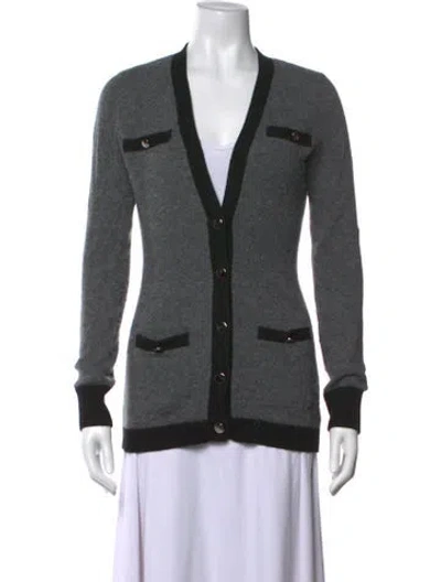 Pre-owned Vince Cashmere V-neck Sweater In Gray