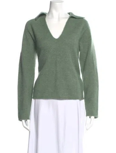 Pre-owned Vince Cashmere V-neck Sweater In Green