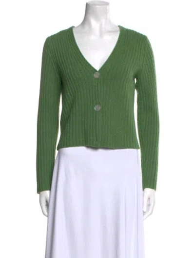 Pre-owned Vince Cashmere V-neck Sweater In Green
