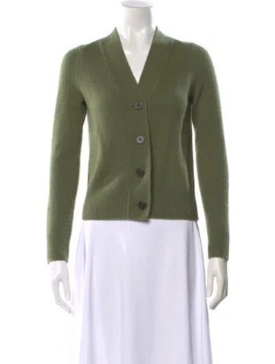 Pre-owned Vince Cashmere V-neck Sweater In Green