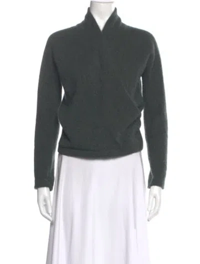 Pre-owned Vince Cashmere V-neck Sweater In Green