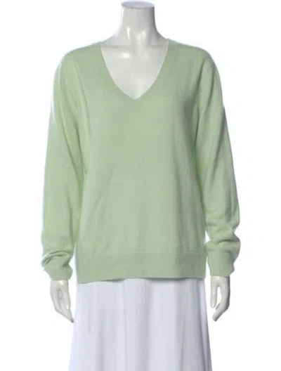 Pre-owned Vince Cashmere V-neck Sweater In Green