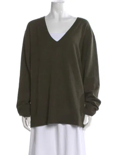 Pre-owned Vince Cashmere V-neck Sweater In Green