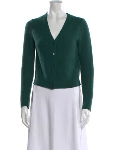 Pre-owned Vince Cashmere V-neck Sweater In Green