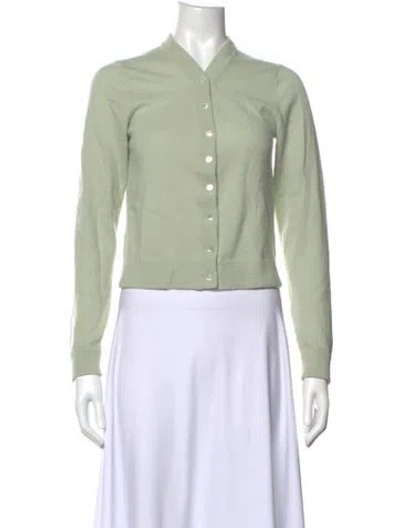 Pre-owned Vince Cashmere V-neck Sweater In Green