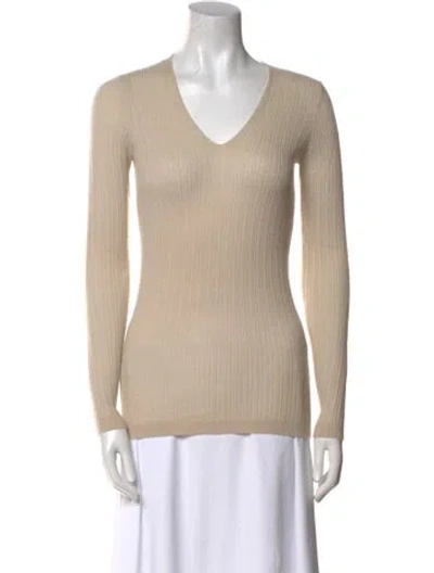 Pre-owned Vince Cashmere V-neck Sweater In Neutral