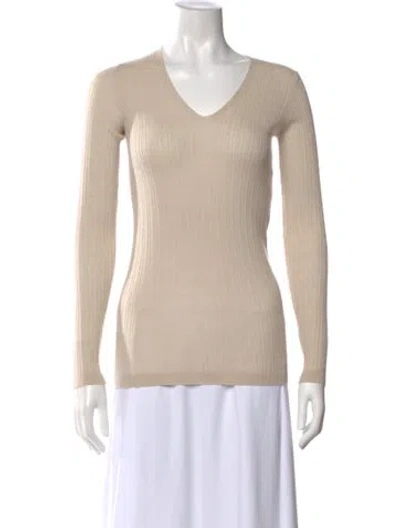 Pre-owned Vince Cashmere V-neck Sweater In Neutral