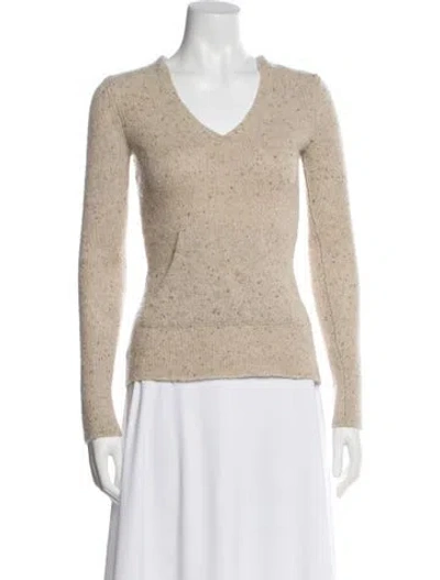 Pre-owned Vince Cashmere V-neck Sweater In Neutral