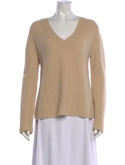 Pre-owned Vince Cashmere V-neck Sweater In Neutral