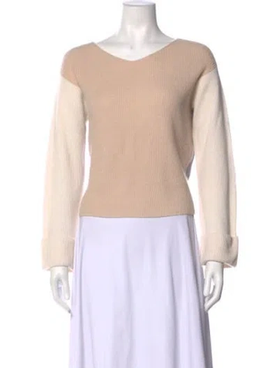 Pre-owned Vince Cashmere V-neck Sweater In Neutral
