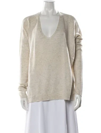 Pre-owned Vince Cashmere V-neck Sweater In Neutral