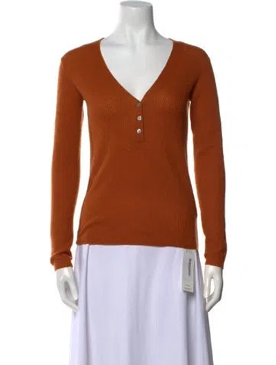 Pre-owned Vince Cashmere V-neck Sweater In Orange