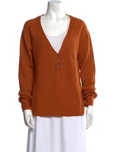 Pre-owned Vince Cashmere V-neck Sweater In Orange