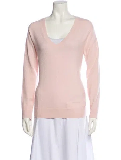 Pre-owned Vince Cashmere V-neck Sweater In Pink