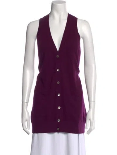 Pre-owned Vince Cashmere V-neck Sweater In Purple