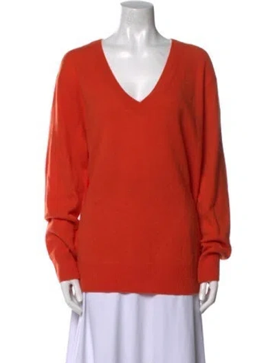 Pre-owned Vince Cashmere V-neck Sweater W/ Tags In Orange