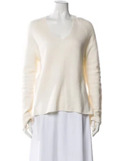 Pre-owned Vince Cashmere V-neck Sweater In White