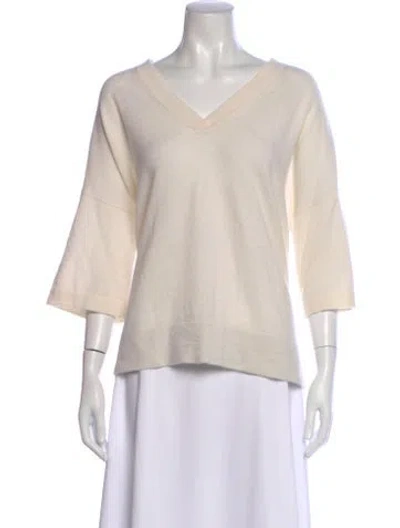 Pre-owned Vince Cashmere V-neck Sweater In White