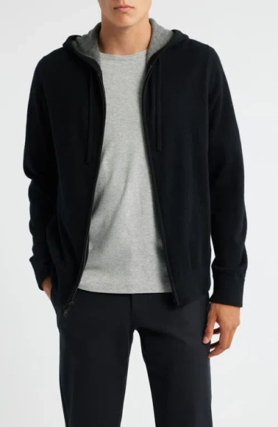 Vince Cashmere Zip Hoodie Sweater In Black