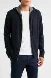 Vince Cashmere Zip Hoodie Sweater In Blue
