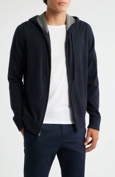 Vince Cashmere Zip Hoodie Sweater In Blue