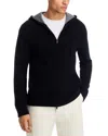 Vince Cashmere Zipper Hoodie In Black