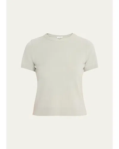 Vince Cashmere-blend Short-sleeve Crewneck Sweater In White
