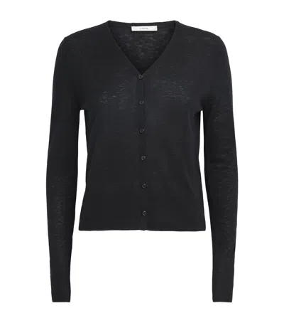 Vince Cashmere-silk Cardigan In Black