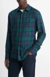 Vince Castaic Plaid Button-up Shirt In Coastal/dark Emerald Bay