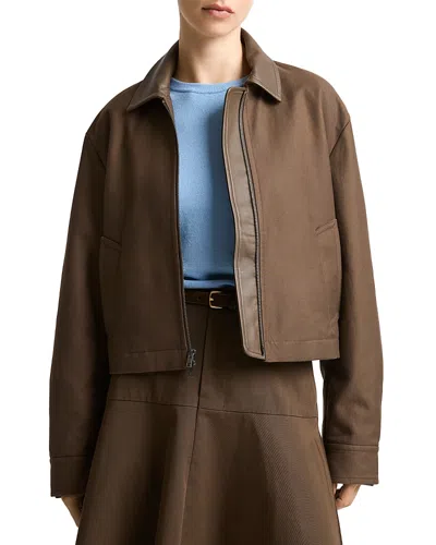 Vince Casual Twill Jacket In Brown