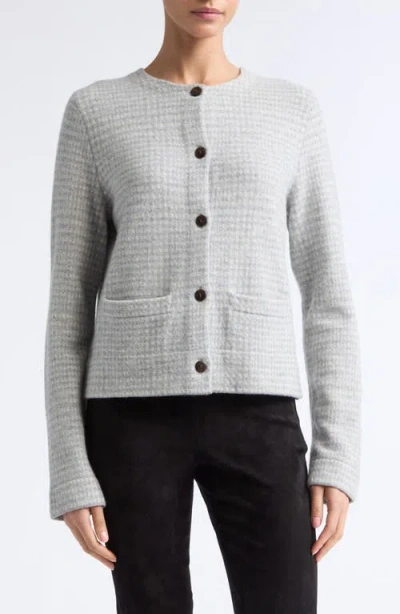 Vince Check Print Knit Jacket In Gray
