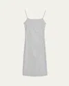 Vince Check Side-ruched Tank Dress In White