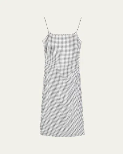 VINCE CHECK SIDE-RUCHED TANK DRESS