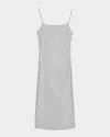 Vince Check Side-ruched Tank Dress In Silver