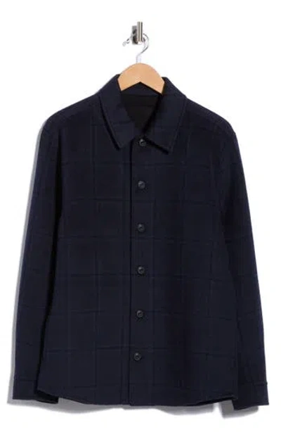 Vince Check Wool Blend Shirt Jacket In Blue