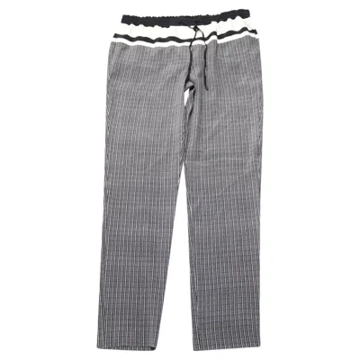 Pre-owned Vince Checked Drawstring Pants In Black Silk