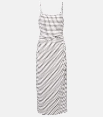 Vince Checked Ruched Midi Dress