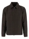 Vince Plaid Wool Blend Zip Jacket In Brown