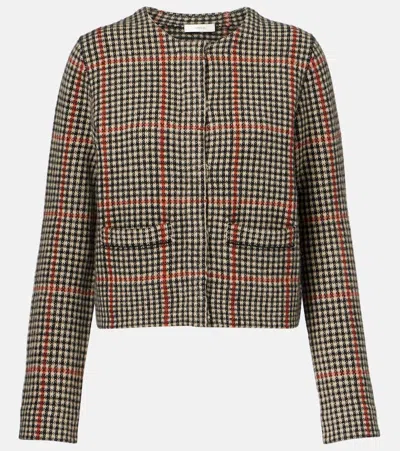 Vince Checked Wool Cardigan In Multi