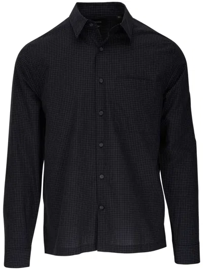 Vince Silverstone Windowpane Shirt In Black