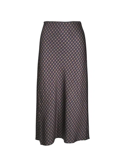 Vince Check-print Midi Skirt In Blue